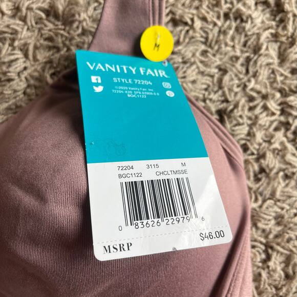 NWT! Vanity Fair Wireless Bra Soft Smoothing Chocolate Brown Size Medium - Picture 3 of 6